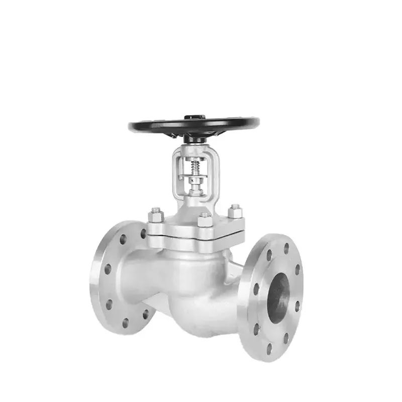 Soupape à balle à soufflet en acier inoxydable standard allemande – Vue latérale droite