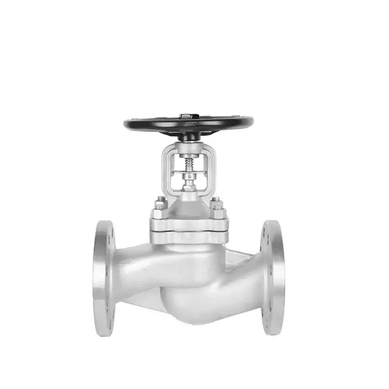 Soupape à soupape à boule à soufflet en acier inoxydable standard allemand – Vue de face