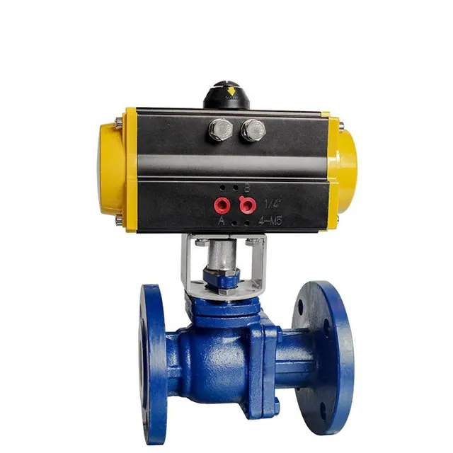 Détail du revêtement en PTFE au fluor à l’intérieur d’une vanne à bille pneumatique à brides pour une forte résistance à la corrosion