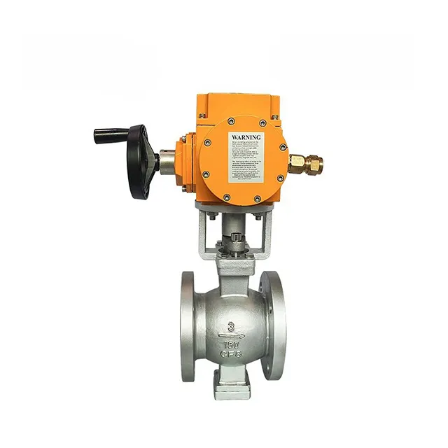 EX-DKV55-VF Vanne à bille électrique en acier inoxydable à bride en V à épreuve d’explosion 1