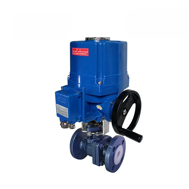 Valve électrique anti-explosion QT-DK55-CF avec vanne à billes à brides doublées de fluor 1