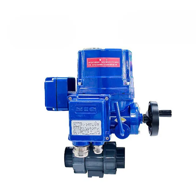 QT-DK55-PL Valve à bille électrique anti-explosion en PVC à double union 3