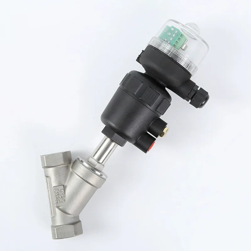 DELCO DK17A Pneumatic Threaded Angle Seat Valve with Signal Feedback Limit Switch 2