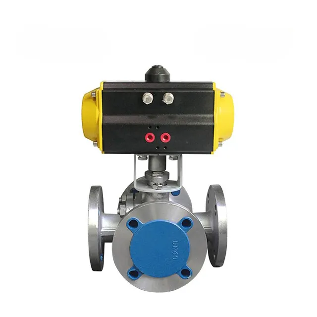 Pneumatic four-way flange ball valve 1
